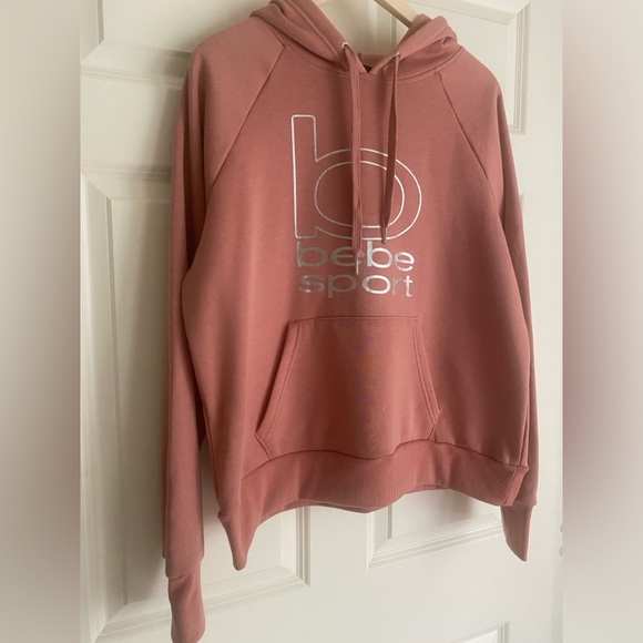 BEBE Sweatshirt Sport B Logo Hoodie Women’s Size 1X Rose Dust NWT Activewear - Picture 2 of 9